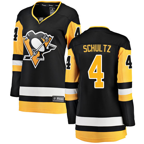 Women's Pittsburgh Penguins #4 Justin Schultz Authentic Black Home Fanatics Branded Breakaway NHL Jersey