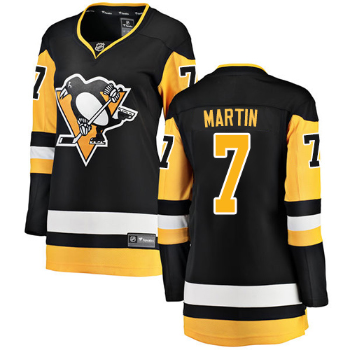 Women's Pittsburgh Penguins #7 Paul Martin Authentic Black Home Fanatics Branded Breakaway NHL Jersey