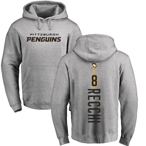 NHL Adidas Pittsburgh Penguins #8 Mark Recchi Ash Backer Pullover Hoodie