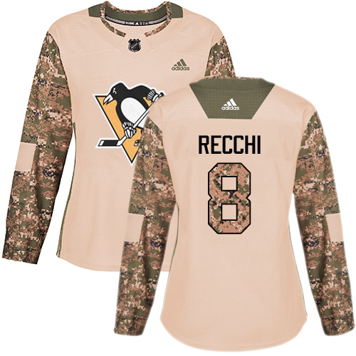 Women's Adidas Pittsburgh Penguins #8 Mark Recchi Authentic Camo Veterans Day Practice NHL Jersey