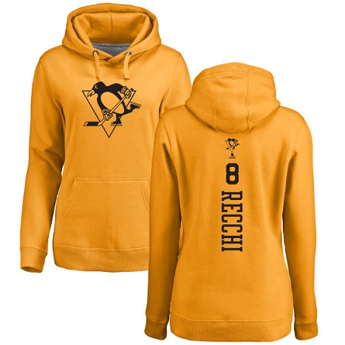 NHL Women's Adidas Pittsburgh Penguins #8 Mark Recchi Gold One Color Backer Pullover Hoodie