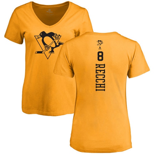 NHL Women's Adidas Pittsburgh Penguins #8 Mark Recchi Gold One Color Backer T-Shirt