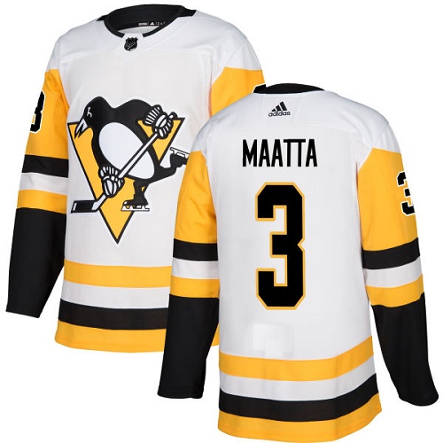 Youth Adidas Pittsburgh Penguins #3 Olli Maatta Authentic White Away NHL Jersey