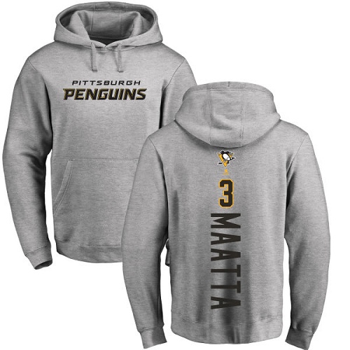 NHL Adidas Pittsburgh Penguins #3 Olli Maatta Ash Backer Pullover Hoodie