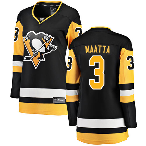 Women's Pittsburgh Penguins #3 Olli Maatta Authentic Black Home Fanatics Branded Breakaway NHL Jersey