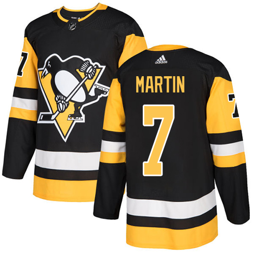 Men's Adidas Pittsburgh Penguins #7 Paul Martin Authentic Black Home NHL Jersey