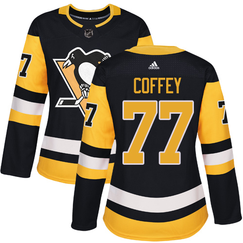 Women's Adidas Pittsburgh Penguins #77 Paul Coffey Authentic Black Home NHL Jersey
