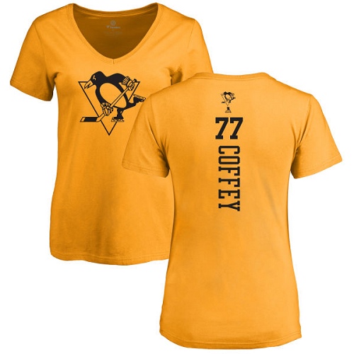 NHL Women's Adidas Pittsburgh Penguins #77 Paul Coffey Gold One Color Backer T-Shirt
