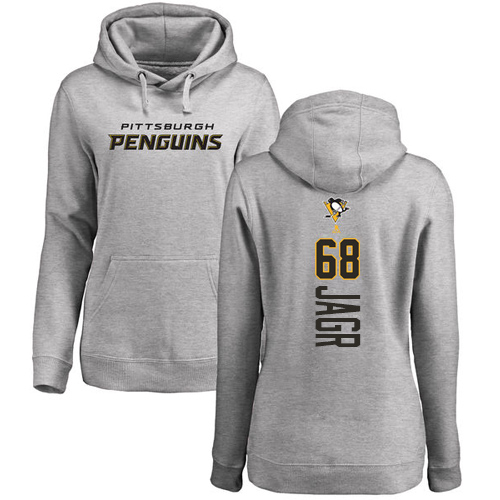 NHL Women's Adidas Pittsburgh Penguins #68 Jaromir Jagr Ash Backer Pullover Hoodie