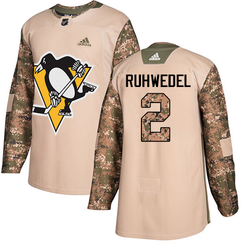 Men's Adidas Pittsburgh Penguins #2 Chad Ruhwedel Authentic Camo Veterans Day Practice NHL Jersey