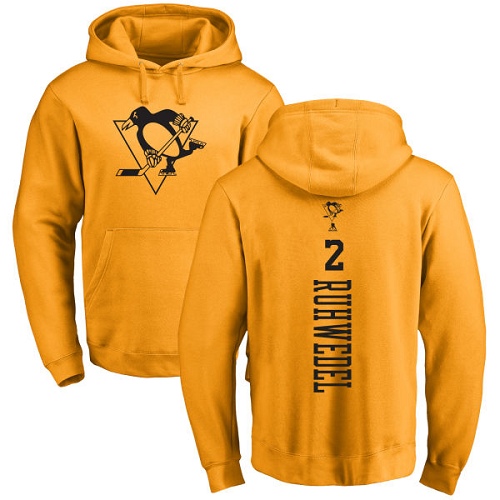 NHL Adidas Pittsburgh Penguins #2 Chad Ruhwedel Gold One Color Backer Pullover Hoodie