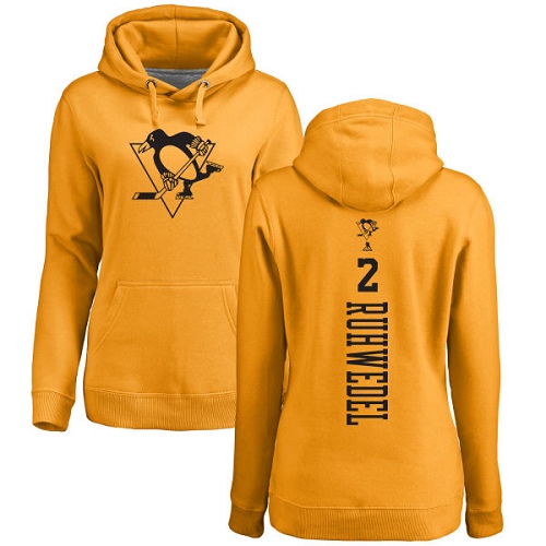 NHL Women's Adidas Pittsburgh Penguins #2 Chad Ruhwedel Gold One Color Backer Pullover Hoodie