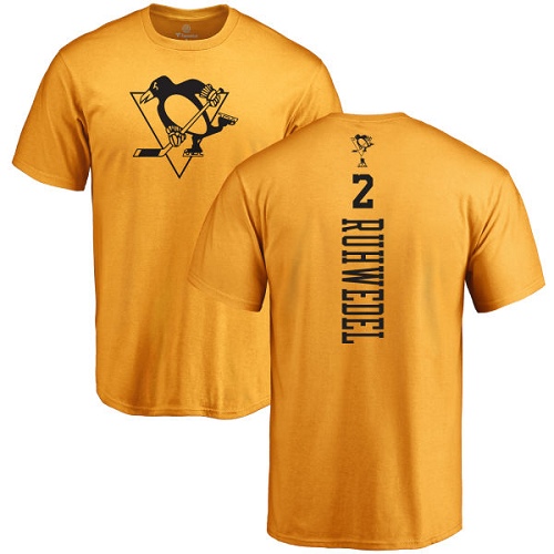 NHL Adidas Pittsburgh Penguins #2 Chad Ruhwedel Gold One Color Backer T-Shirt
