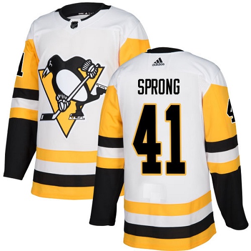 Youth Adidas Pittsburgh Penguins #41 Daniel Sprong Authentic White Away NHL Jersey