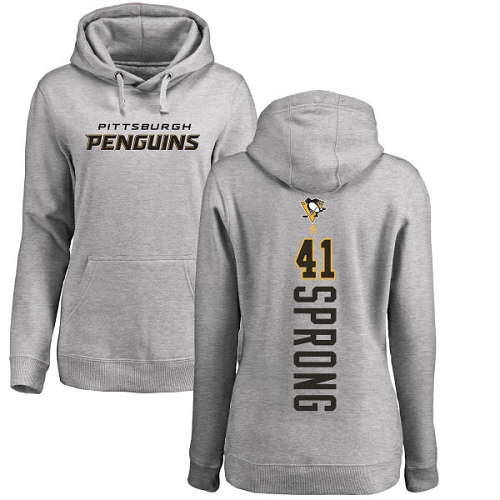 NHL Women's Adidas Pittsburgh Penguins #41 Daniel Sprong Ash Backer Pullover Hoodie