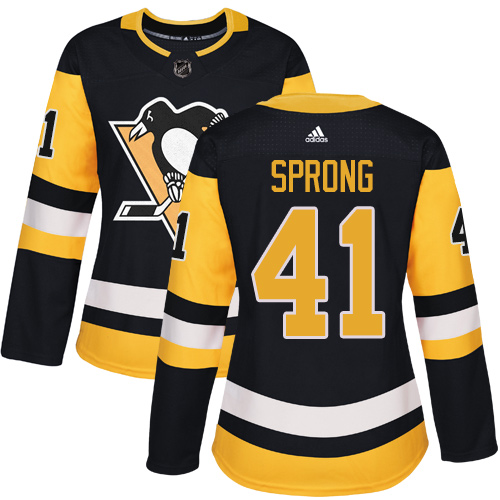 Women's Adidas Pittsburgh Penguins #41 Daniel Sprong Authentic Black Home NHL Jersey