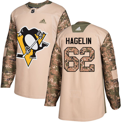 Youth Adidas Pittsburgh Penguins #62 Carl Hagelin Authentic Camo Veterans Day Practice NHL Jersey