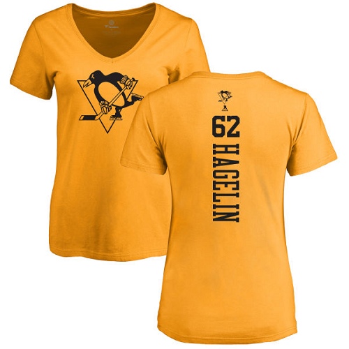 NHL Women's Adidas Pittsburgh Penguins #62 Carl Hagelin Gold One Color Backer T-Shirt