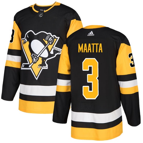 Men's Adidas Pittsburgh Penguins #3 Olli Maatta Premier Black Home NHL Jersey