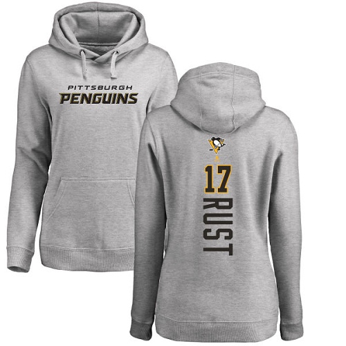 NHL Women's Adidas Pittsburgh Penguins #17 Bryan Rust Ash Backer Pullover Hoodie