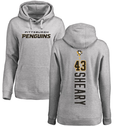 NHL Women's Adidas Pittsburgh Penguins #43 Conor Sheary Ash Backer Pullover Hoodie