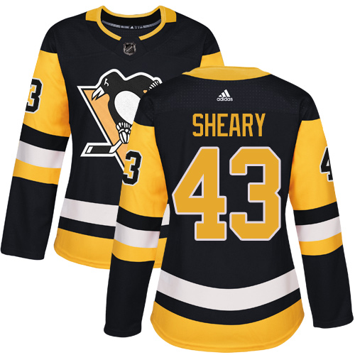 Women's Adidas Pittsburgh Penguins #43 Conor Sheary Authentic Black Home NHL Jersey