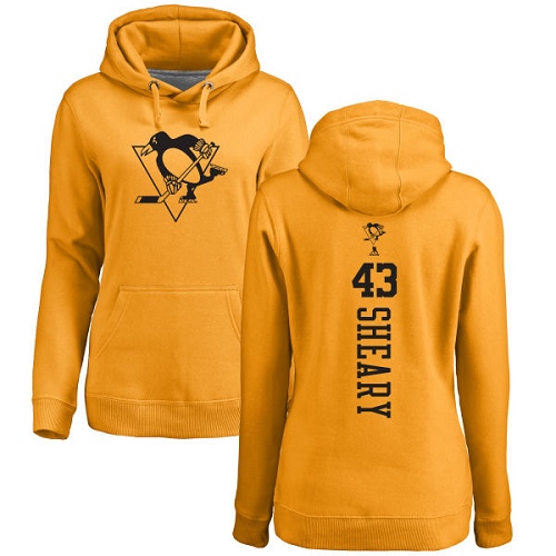 NHL Women's Adidas Pittsburgh Penguins #43 Conor Sheary Gold One Color Backer Pullover Hoodie