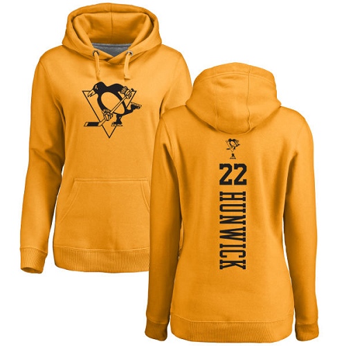 NHL Women's Adidas Pittsburgh Penguins #22 Matt Hunwick Gold One Color Backer Pullover Hoodie