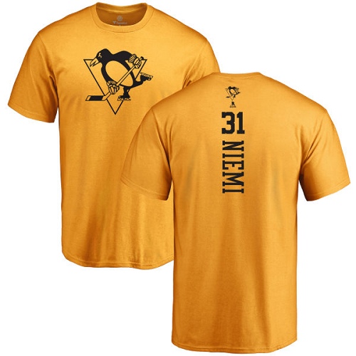 NHL Adidas Pittsburgh Penguins #31 Antti Niemi Gold One Color Backer T-Shirt