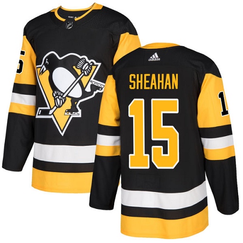 Men's Adidas Pittsburgh Penguins #15 Riley Sheahan Authentic Black Home NHL Jersey
