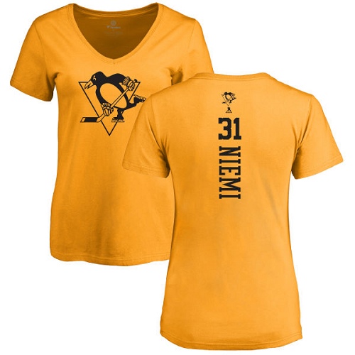 NHL Women's Adidas Pittsburgh Penguins #31 Antti Niemi Gold One Color Backer T-Shirt
