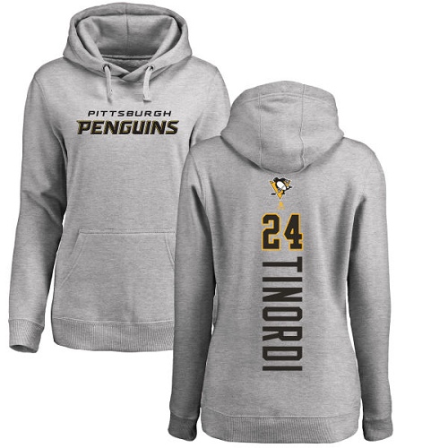 NHL Women's Adidas Pittsburgh Penguins #24 Jarred Tinordi Ash Backer Pullover Hoodie