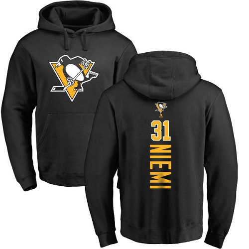 NHL Adidas Pittsburgh Penguins #31 Antti Niemi Black Backer Pullover Hoodie