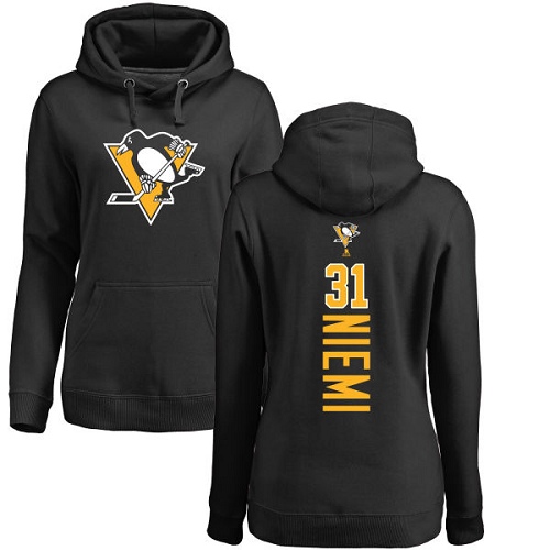 NHL Women's Adidas Pittsburgh Penguins #31 Antti Niemi Black Backer Pullover Hoodie
