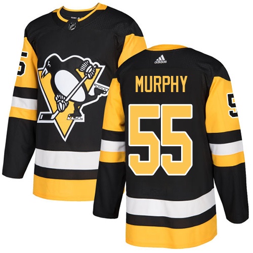 Men's Adidas Pittsburgh Penguins #55 Larry Murphy Authentic Black Home NHL Jersey