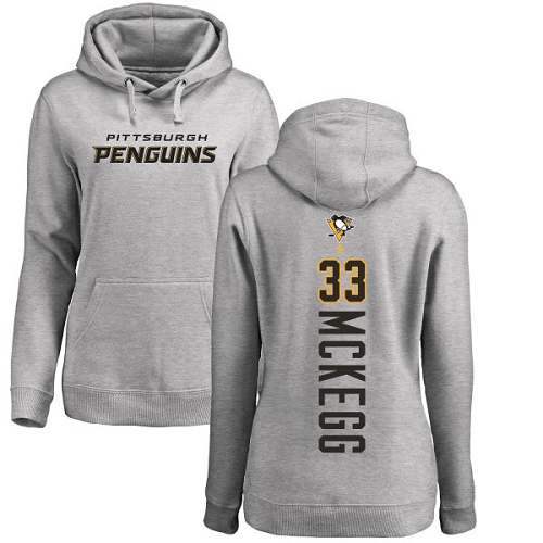 NHL Women's Adidas Pittsburgh Penguins #33 Greg McKegg Ash Backer Pullover Hoodie