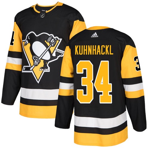 Men's Adidas Pittsburgh Penguins #34 Tom Kuhnhackl Authentic Black Home NHL Jersey