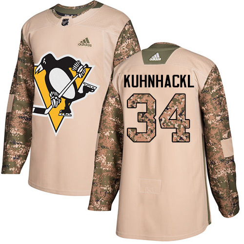Men's Adidas Pittsburgh Penguins #34 Tom Kuhnhackl Authentic Camo Veterans Day Practice NHL Jersey