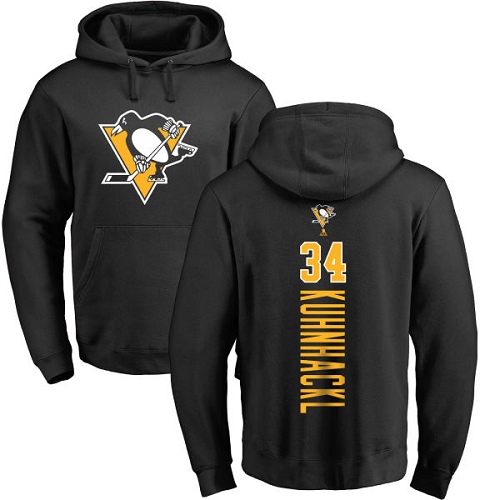 NHL Adidas Pittsburgh Penguins #34 Tom Kuhnhackl Black Backer Pullover Hoodie