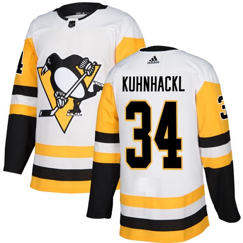 Youth Adidas Pittsburgh Penguins #34 Tom Kuhnhackl Authentic White Away NHL Jersey