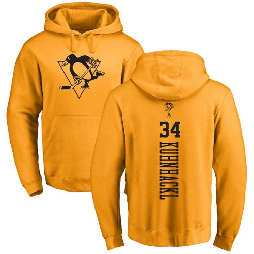 NHL Adidas Pittsburgh Penguins #34 Tom Kuhnhackl Gold One Color Backer Pullover Hoodie