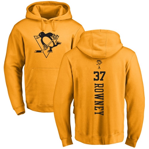 NHL Adidas Pittsburgh Penguins #37 Carter Rowney Gold One Color Backer Pullover Hoodie