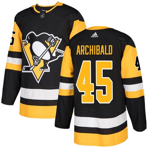 Men's Adidas Pittsburgh Penguins #45 Josh Archibald Authentic Black Home NHL Jersey
