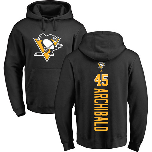 NHL Adidas Pittsburgh Penguins #45 Josh Archibald Black Backer Pullover Hoodie