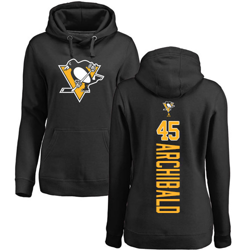 NHL Women's Adidas Pittsburgh Penguins #45 Josh Archibald Black Backer Pullover Hoodie