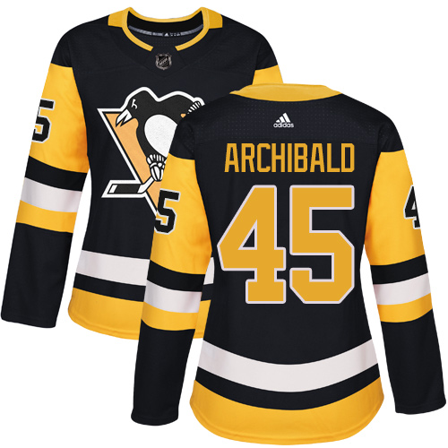 Women's Adidas Pittsburgh Penguins #45 Josh Archibald Authentic Black Home NHL Jersey