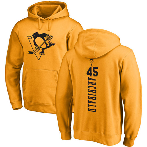 NHL Adidas Pittsburgh Penguins #45 Josh Archibald Gold One Color Backer Pullover Hoodie