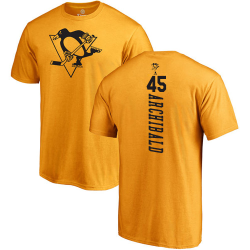NHL Adidas Pittsburgh Penguins #45 Josh Archibald Gold One Color Backer T-Shirt