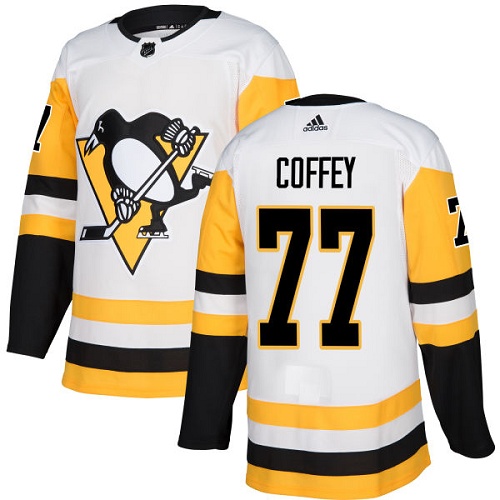Men's Adidas Pittsburgh Penguins #77 Paul Coffey Authentic White Away NHL Jersey