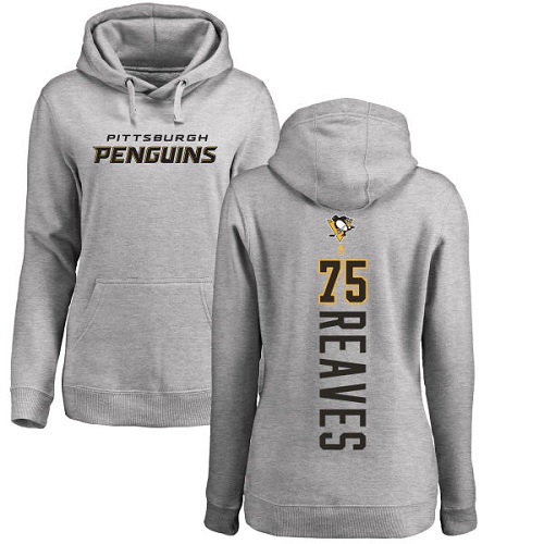 NHL Women's Adidas Pittsburgh Penguins #75 Ryan Reaves Ash Backer Pullover Hoodie